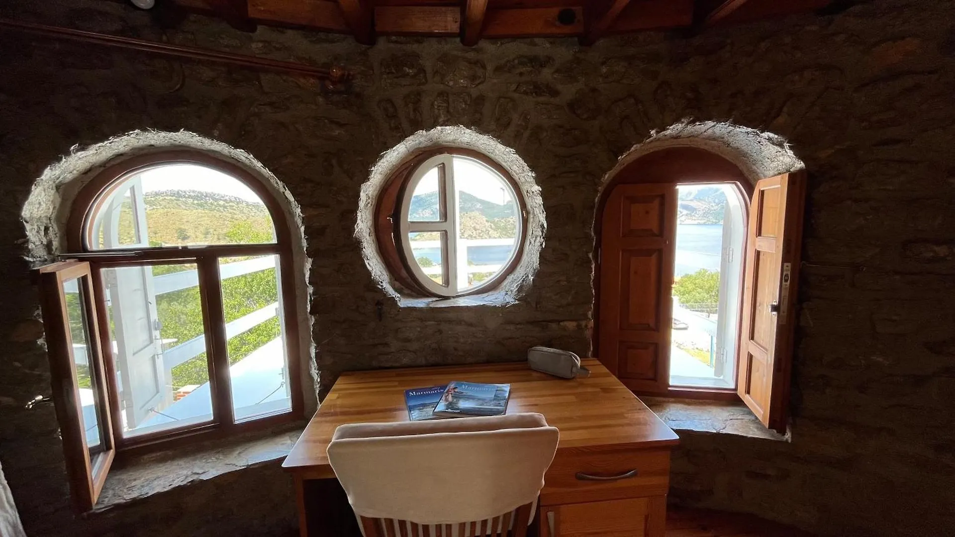 Vila Kule Degirmen Deniz Manzarali Tas Ev Marmaris Turecko